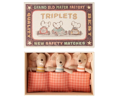 Maileg BABY MICE, TRIPLETS IN MATCHBOX