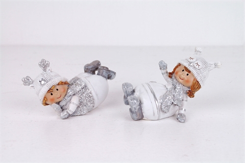 Julebørn liggende i hvid/ sølv