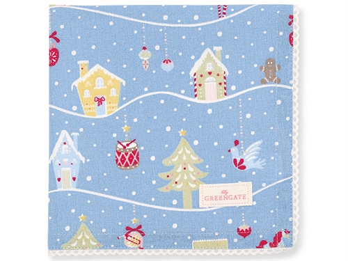 Cotton Napkin with lace Laura christmas dusty blue