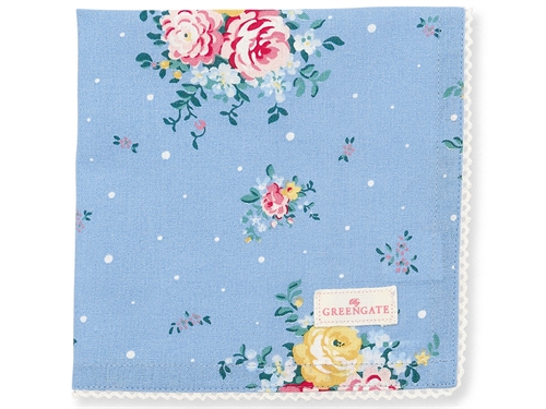 Cotton Napkin with lace Laura dusty blue