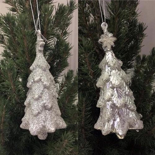 Juletræ til ophæng i sølv 
