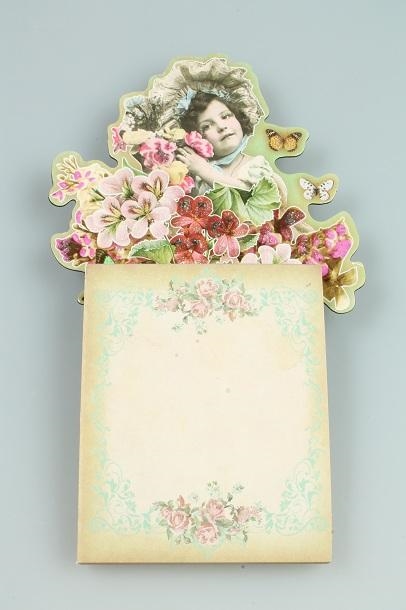 Noteblok med magnet med engle m blomster